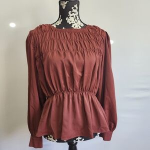 Sweet Salt Chic Women's Maroon Gathered Blouse